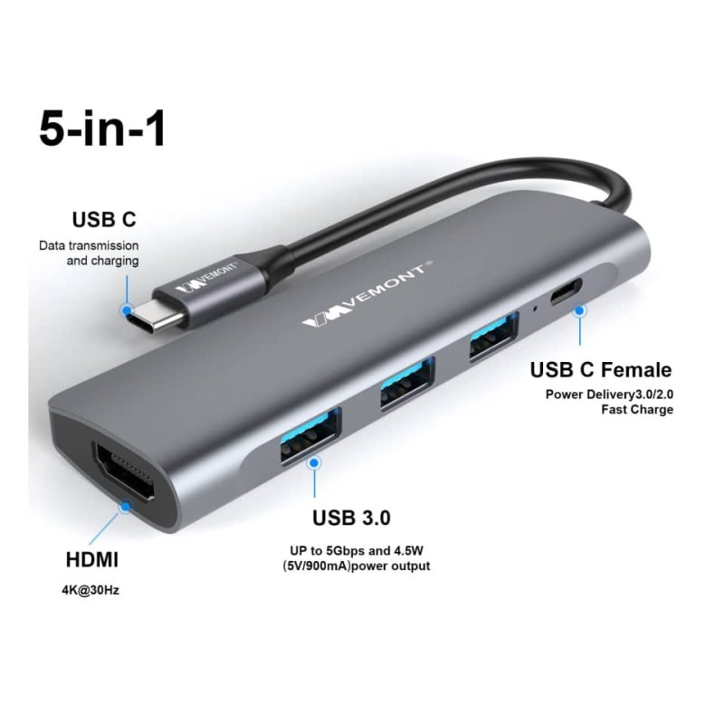 هاب 5 پورت ومونت مدل USB-3107