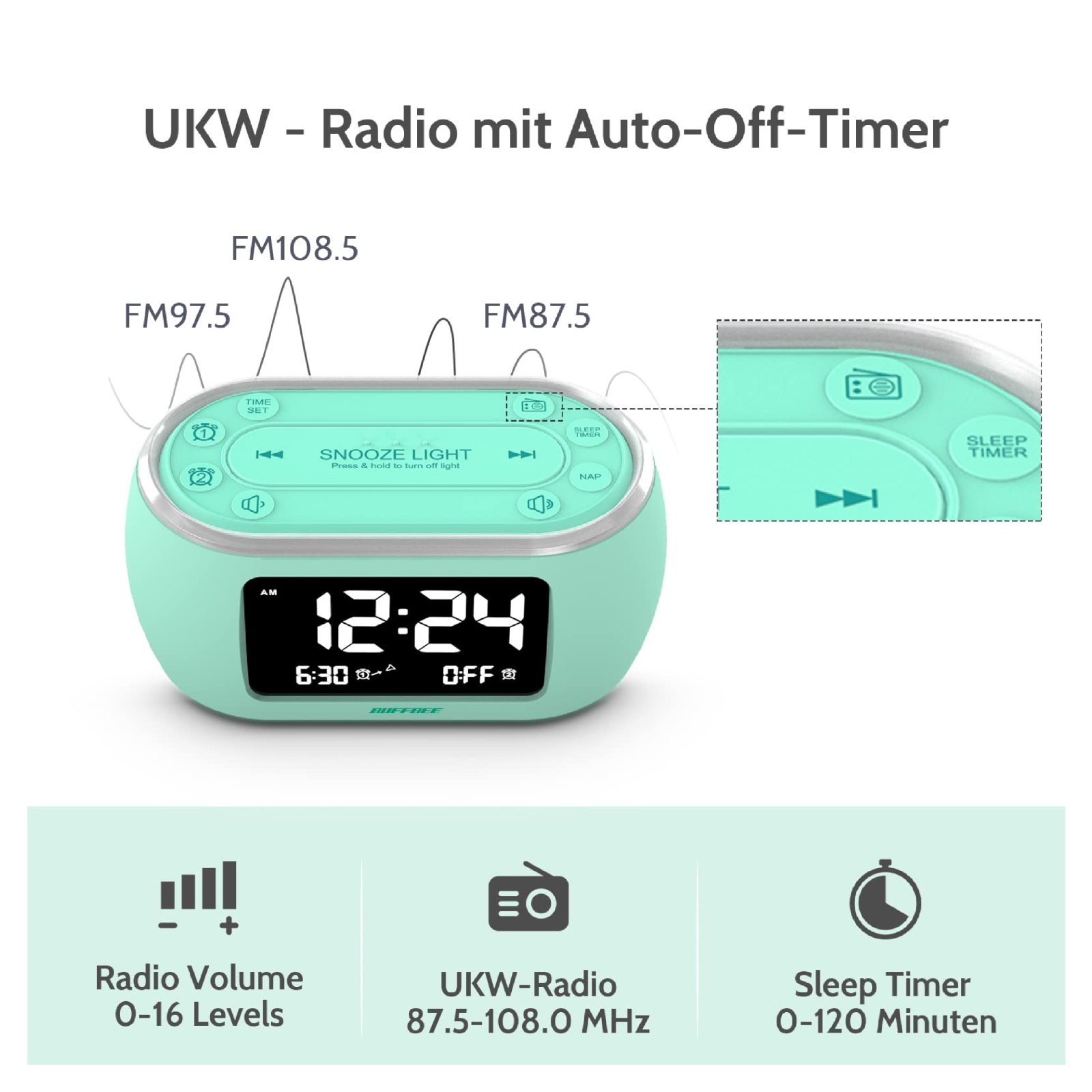 رادیو/ساعت دیجیتال BUFFBEE مدل RS1